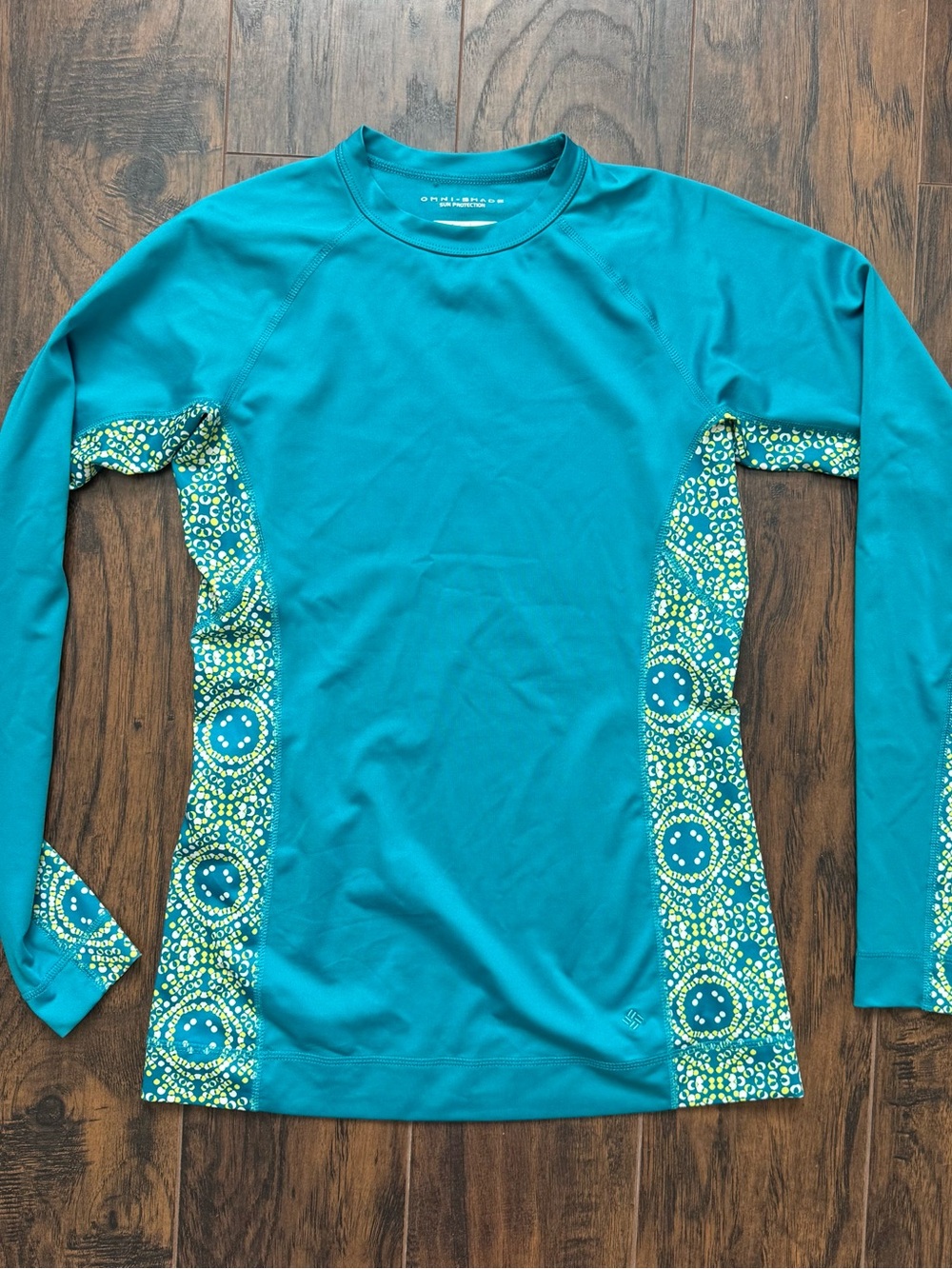 Columbia Medium Blue Triton Time Rashguard Long Sleeve Knit Top